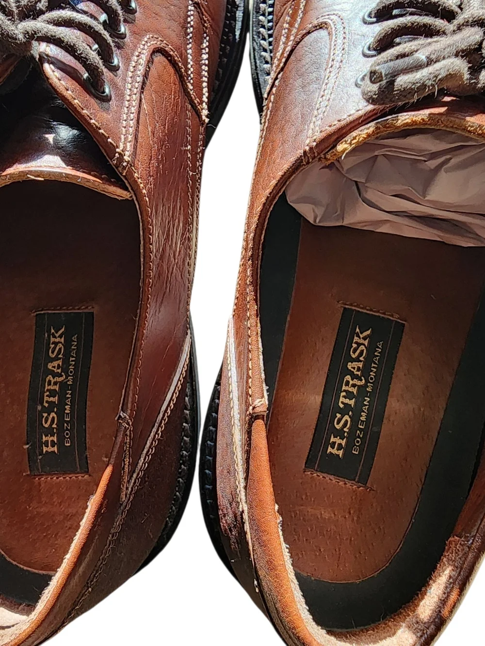 Vintage H.S. Trask Men's Dark Brown Leather Derby Shoes - Lace-Up Oxford Office